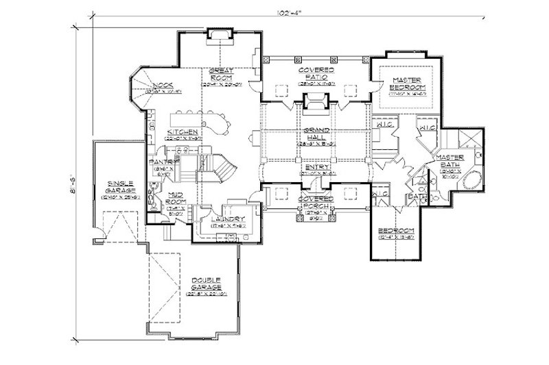 Dream House Plan - Floor Plan - Main Floor for Country House Plan #5-416 - 4 bed, 4.5 bath