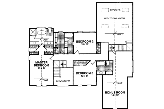 Floor Plan - Upper Floor for Farmhouse House Plan #56-208 - 3 bed, 4 bath
