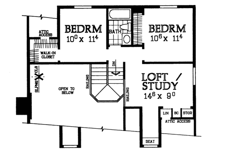 House Blueprint - Floor Plan - Upper Floor for Farmhouse House Plan #72-110 - 3 bed, 2.5 bath
