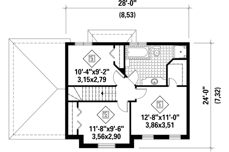 House Plan Design - Floor Plan - Upper Floor for Colonial House Plan #25-4785 - 3 bed, 1 bath