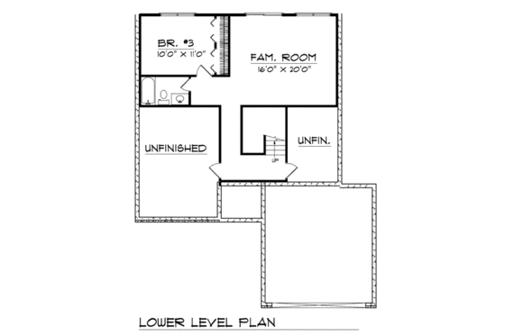 Floor Plan - Lower Floor for Ranch House Plan #70-756 - 3 bed, 3 bath