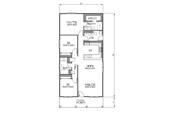 Floor Plan - Main Floor for Cottage House Plan #423-49 - 3 bed, 2 bath