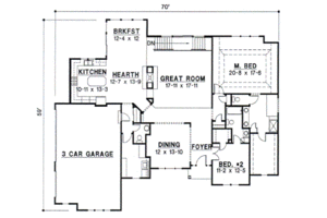 Floor Plan - Main Floor for Traditional House Plan #67-381 - 4 bed, 4.5 bath