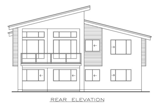 Exterior - Rear Elevation for Contemporary House Plan #1100-41 - 2 bed, 2 bath