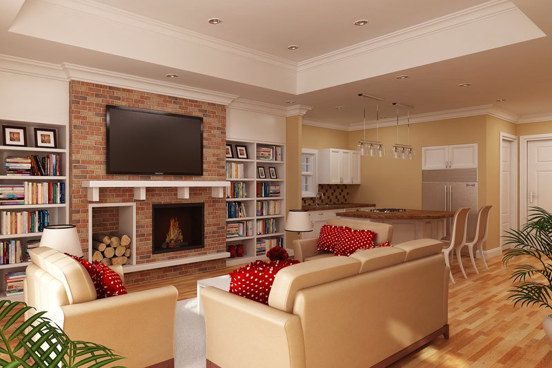 Dream House Plan - Living Room -- 1400 square foot European home