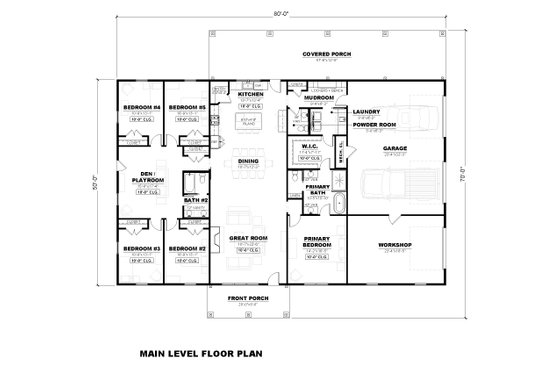 Floor Plan - Main Floor for Barndominium House Plan #1117-4 - 5 bed, 2.5 bath