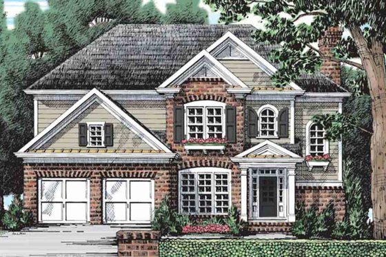 Exterior - Front Elevation for Colonial House Plan #927-21 - 5 bed, 3 bath