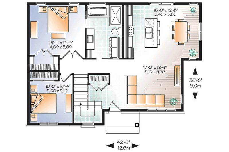 Dream House Plan - Floor Plan - Main Floor for Ranch House Plan #23-2617 - 2 bed, 1 bath