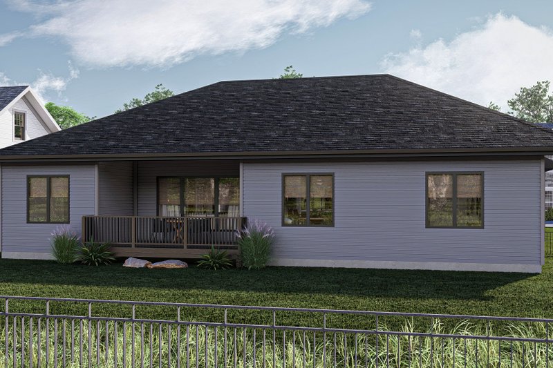 Home Plan - Exterior - Rear Elevation for Prairie House Plan #455-230 - 3 bed, 2 bath