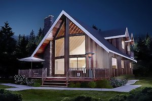 Cabin Exterior - Front Elevation Plan #126-173