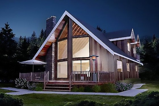 Exterior - Front Elevation for Cabin House Plan #126-173 - 2 bed, 2 bath