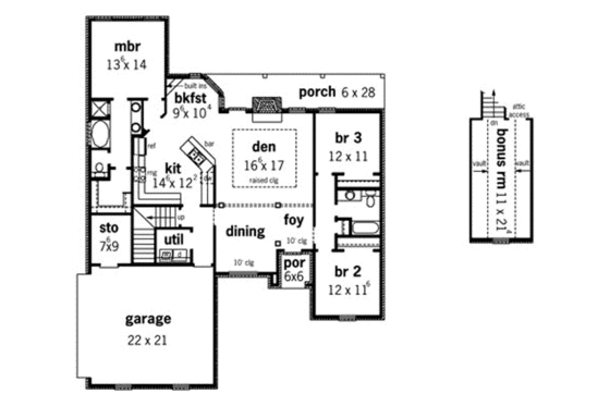 Floor Plan - Main Floor for European House Plan #16-248 - 3 bed, 3 bath