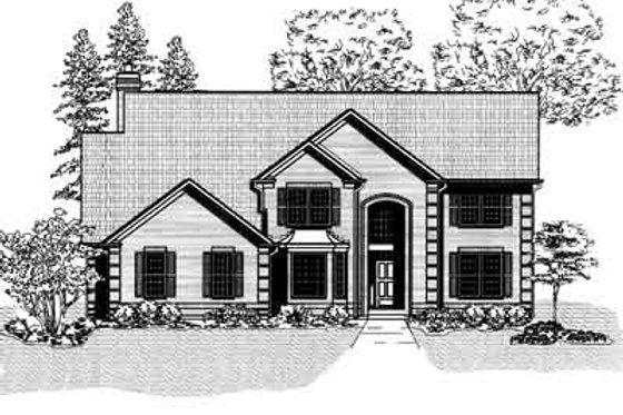 Exterior - Front Elevation for European House Plan #9-102 - 4 bed, 2.5 bath