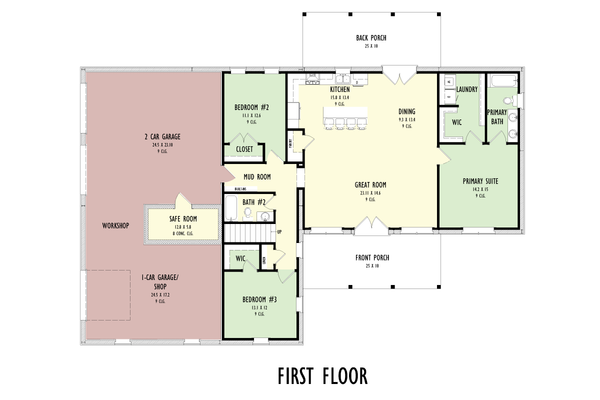 Home Plan - Floor Plan - Lower Floor for Barndominium House Plan #1092-70 - 3 bed, 2 bath