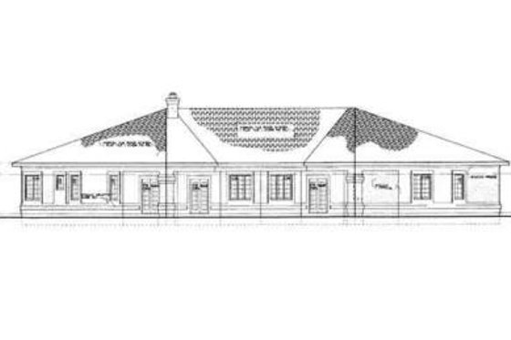Exterior - Rear Elevation for Adobe / Southwestern House Plan #72-221 - 4 bed, 2.5 bath