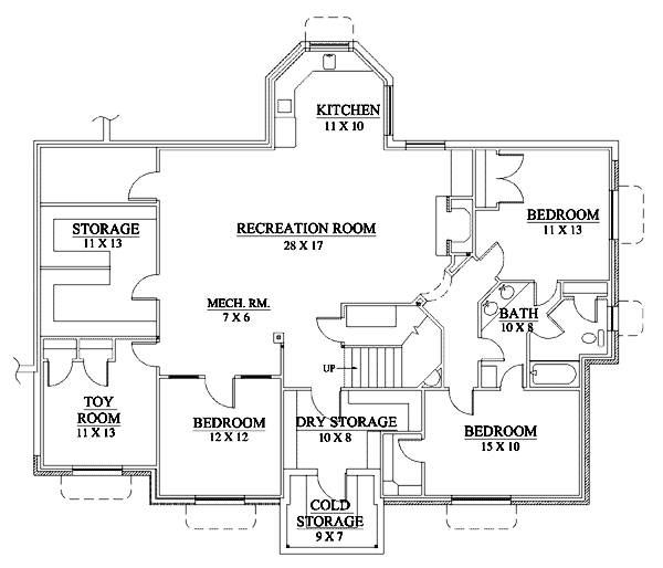 House Design - European Floor Plan - Lower Floor Plan #5-202