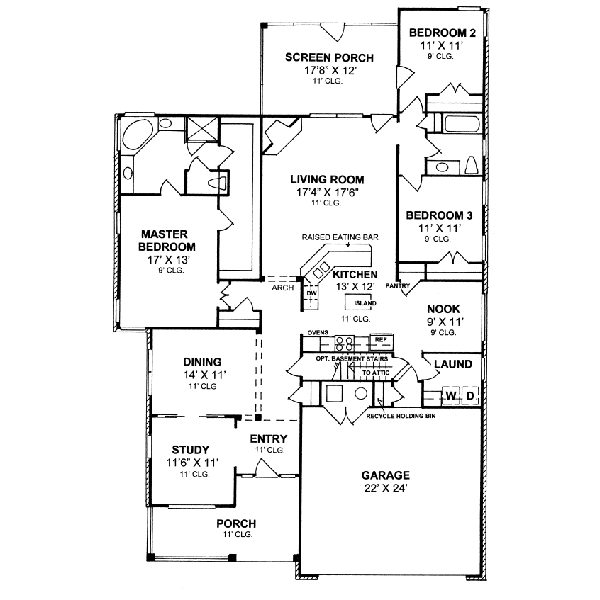 Home Plan - Traditional Floor Plan - Main Floor Plan #20-1418