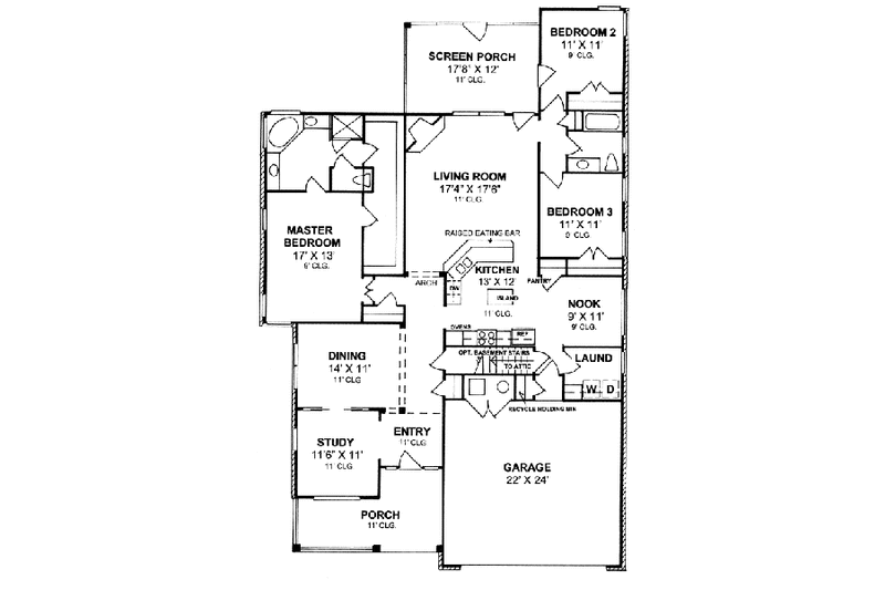 Dream House Plan - Floor Plan - Main Floor for Traditional House Plan #20-1418 - 3 bed, 2 bath