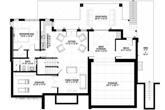 Floor Plan - Lower Floor for Contemporary House Plan #928-353 - 4 bed, 5 bath