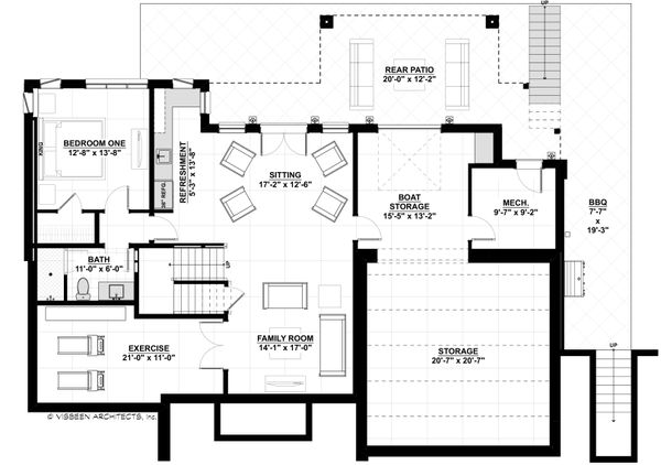 Architectural House Design - Contemporary Floor Plan - Lower Floor Plan #928-353