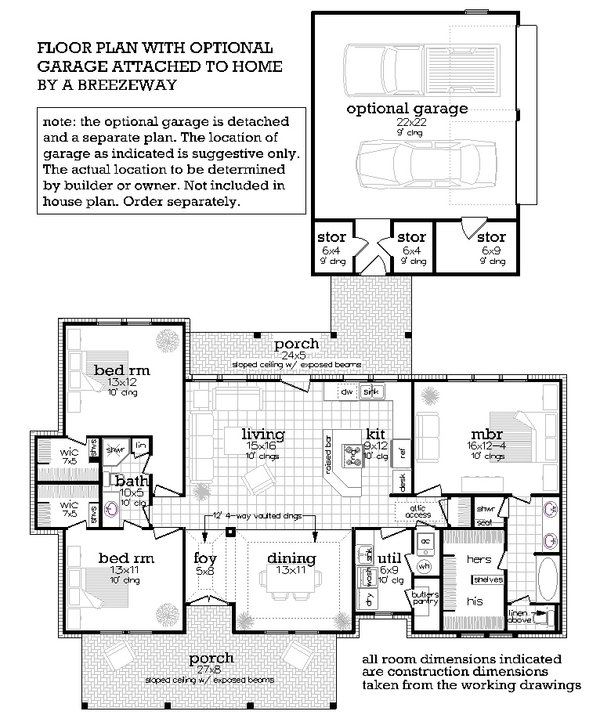 House Blueprint - Farmhouse Floor Plan - Main Floor Plan #45-622