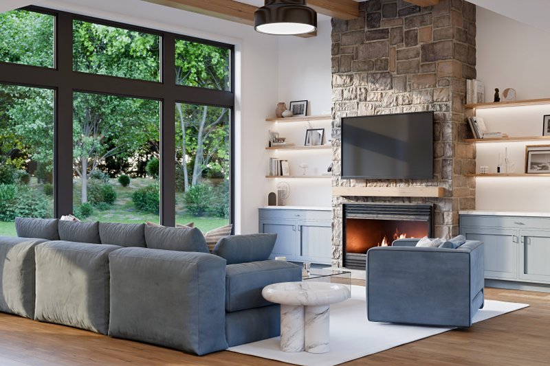 Architectural House Design - Interior - Family Room 1 for Country House Plan #1089-23 - 3 bed, 2 bath