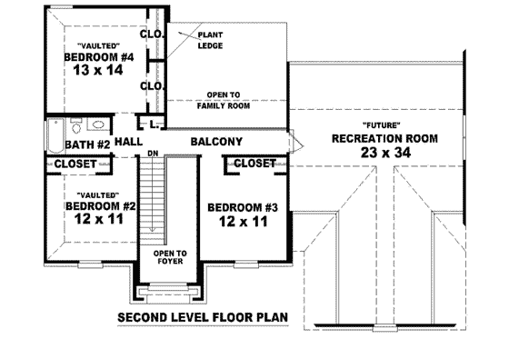 Floor Plan - Upper Floor for European House Plan #81-851 - 4 bed, 2.5 bath