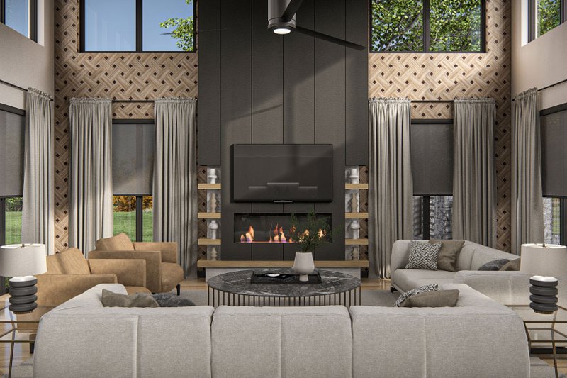 Architectural House Design - Interior - Family Room 1 for Contemporary House Plan #455-511 - 4 bed, 2.5 bath