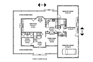 Floor Plan - Main Floor for Country House Plan #11-221 - 4 bed, 2.5 bath