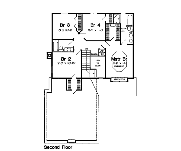 Traditional Floor Plan - Upper Floor Plan #312-805
