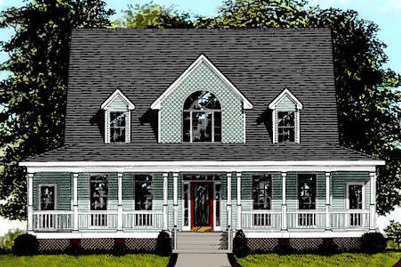 Dream House Plan - Farmhouse Exterior - Front Elevation Plan #56-175