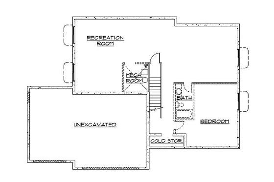 Floor Plan - Lower Floor for Ranch House Plan #5-232 - 4 bed, 3 bath