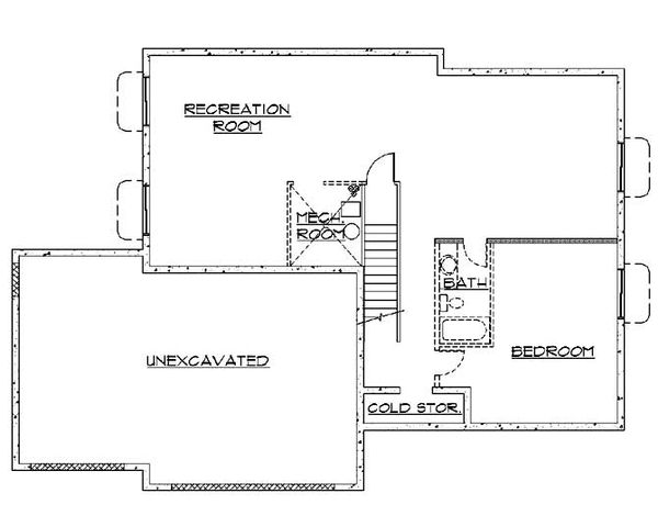 House Design - Ranch Floor Plan - Lower Floor Plan #5-232