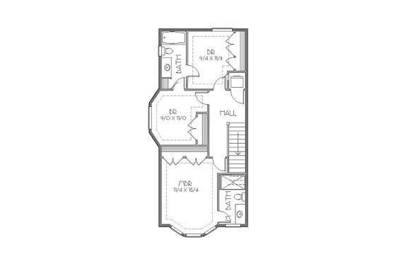 Floor Plan - Upper Floor for Traditional House Plan #423-41 - 3 bed, 2.5 bath