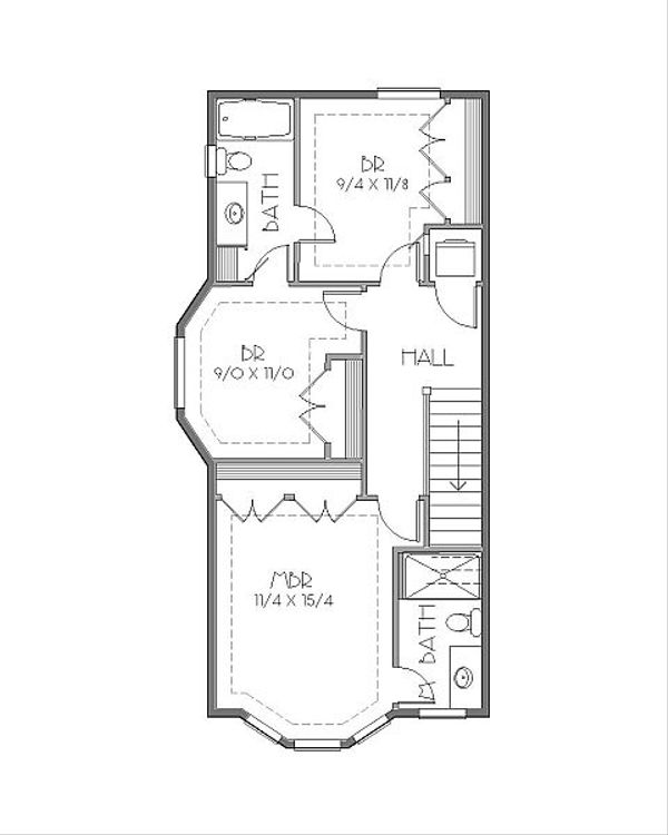Traditional Floor Plan - Upper Floor Plan #423-41