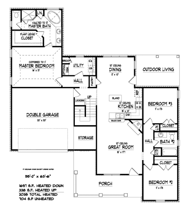 Bungalow Floor Plan - Main Floor Plan #424-179