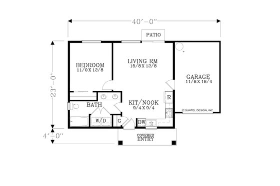 Floor Plan - Main Floor for Craftsman House Plan #53-665 - 1 bed, 1 bath