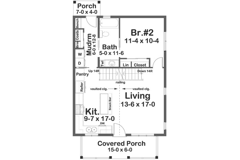 Dream House Plan - Floor Plan - Main Floor for Cabin House Plan #126-267 - 2 bed, 2 bath