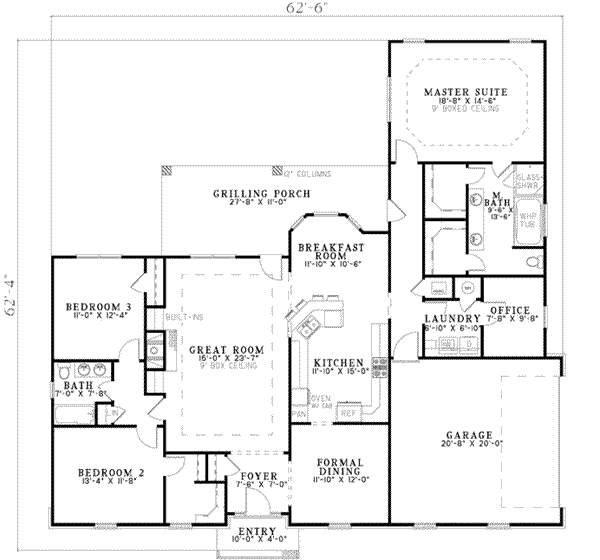 Dream House Plan - Southern Floor Plan - Main Floor Plan #17-2186