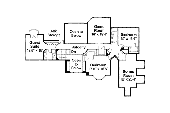 Floor Plan - Upper Floor for Mediterranean House Plan #124-350 - 4 bed, 4.5 bath