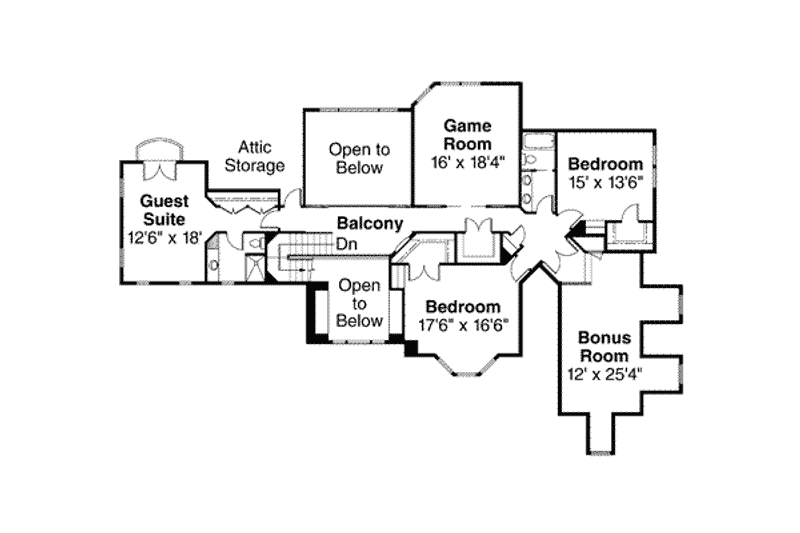 Home Plan - Floor Plan - Upper Floor for Mediterranean House Plan #124-350 - 4 bed, 4.5 bath