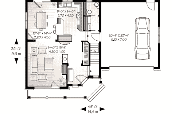 Floor Plan - Main Floor for Traditional House Plan #23-594 - 3 bed, 2.5 bath