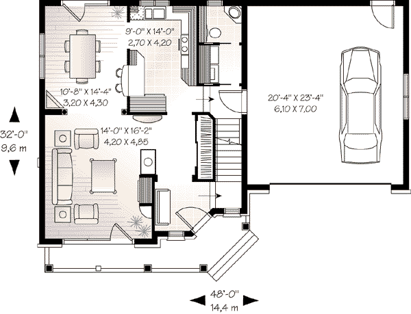 Architectural House Design - Traditional Floor Plan - Main Floor Plan #23-594