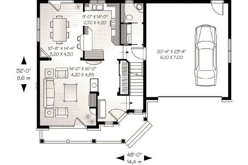 Home Plan - Floor Plan - Main Floor for Traditional House Plan #23-594 - 3 bed, 2.5 bath