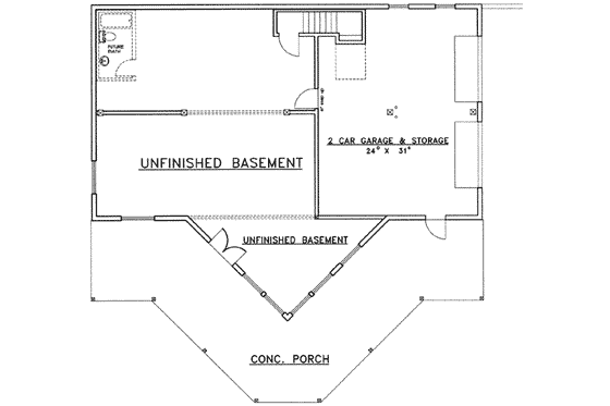 Floor Plan - Lower Floor for Log House Plan #117-411 - 3 bed, 3 bath