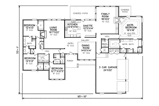 Floor Plan - Main Floor for Traditional House Plan #65-138 - 4 bed, 3.5 bath