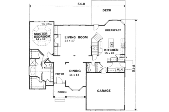 Floor Plan - Main Floor for Traditional House Plan #129-127 - 4 bed, 3.5 bath