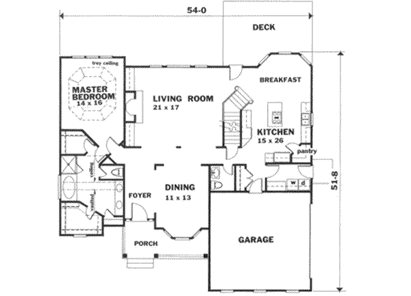 House Design - Traditional Floor Plan - Main Floor Plan #129-127
