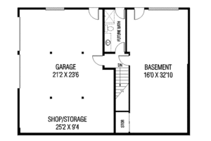Floor Plan - Lower Floor for Ranch House Plan #60-125 - 3 bed, 2 bath