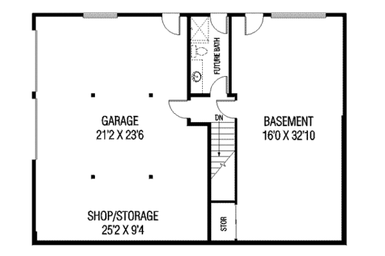 Floor Plan - Lower Floor for Ranch House Plan #60-125 - 3 bed, 2 bath